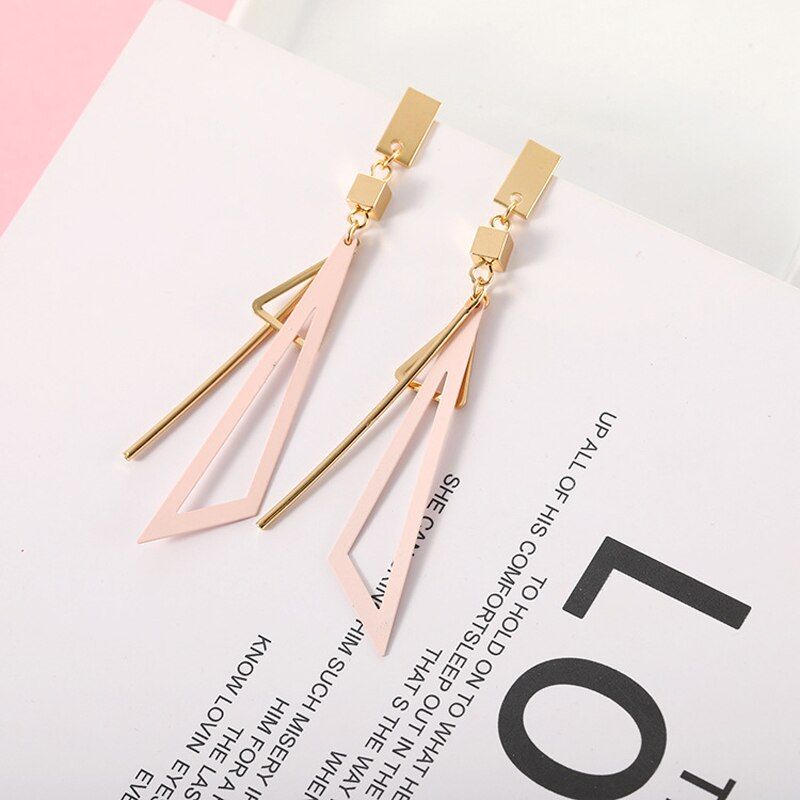 Korean Creative Wild Long Statement Geometric Triangle Dangle Drop Earrings Jewelry Gifts For Women