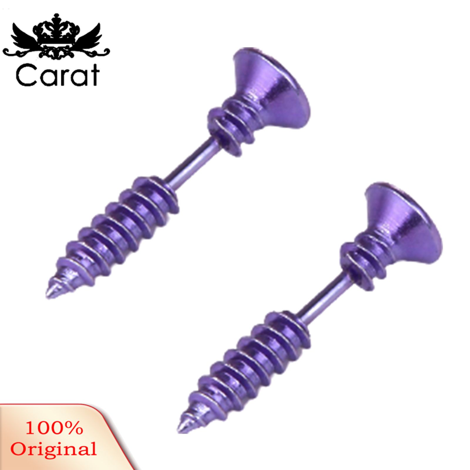 Carat Funny Screw Shape Ear Studs Cool Double-Sided Earrings Fashion Jewelry Gift