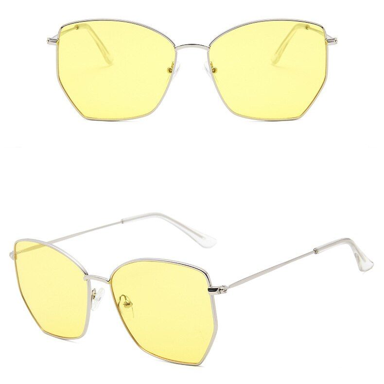 C8Fashion Sunglasses Brand Shades for Women Retro Small Metal Frame Polygon Clear Lens Eyewear Sunglasses Men Vintage Sun Glasses