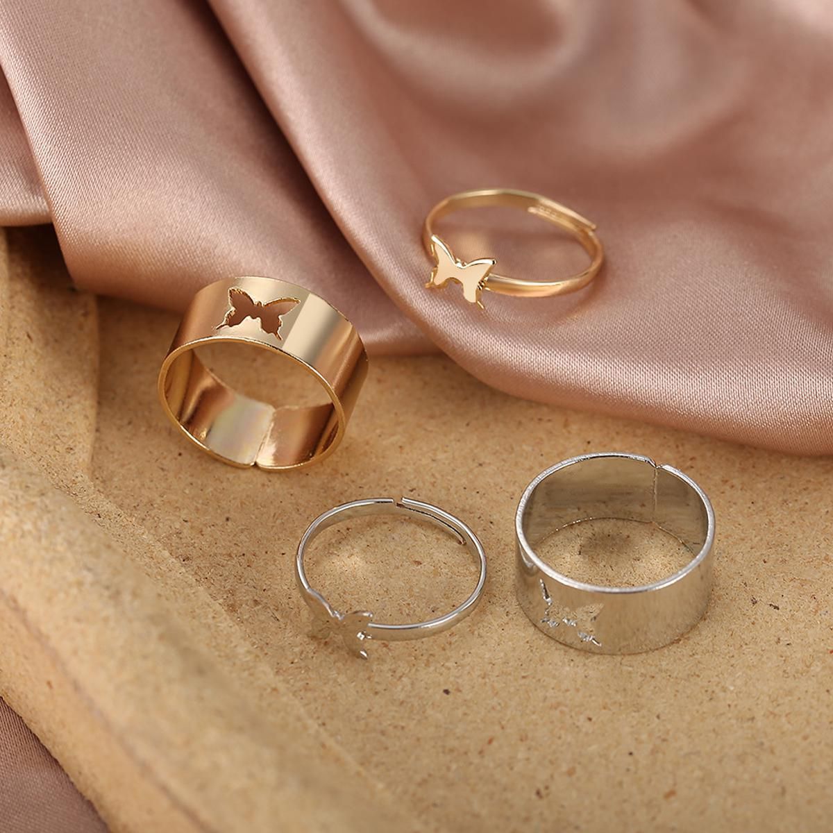 Punk Simple Hollow Butterfly Open Rings Girl Accessories New
