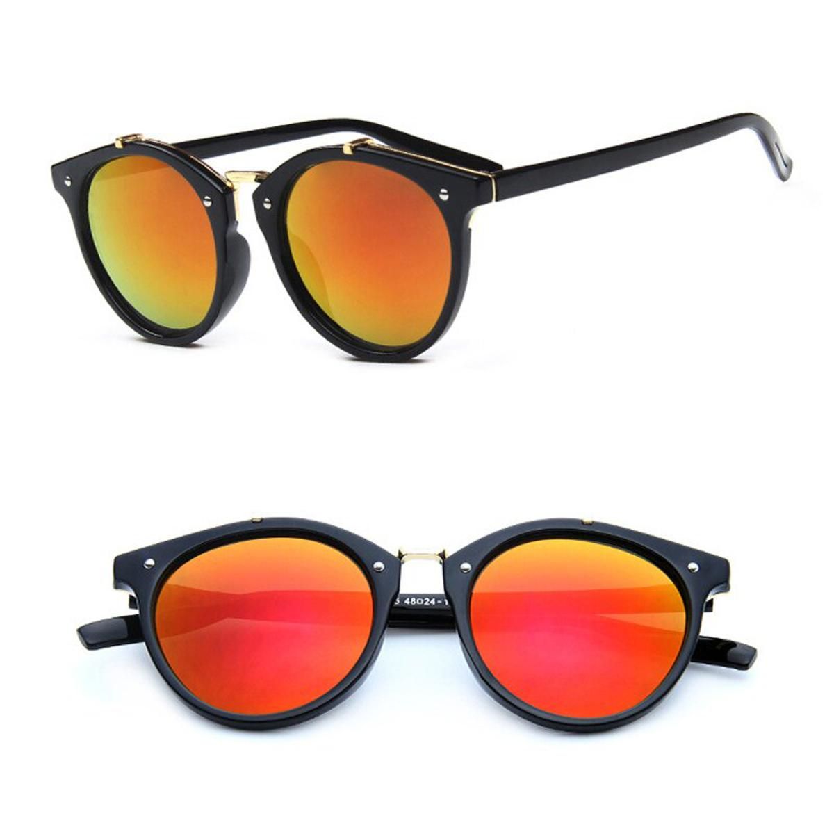 Black RedRBRARE 2019 Vintage Metal Rice Nail Sunglasses Women Retro Round Mirror Sun Glasses Fashion Luxury Brand Small Face Glasses