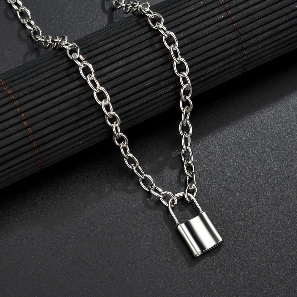 Hip Hop Jewelry Padlock Multi Layer Punk Chain Lock Necklace For Eboy Steampunk Large Pendant Long Necklace Boyfriend Gift