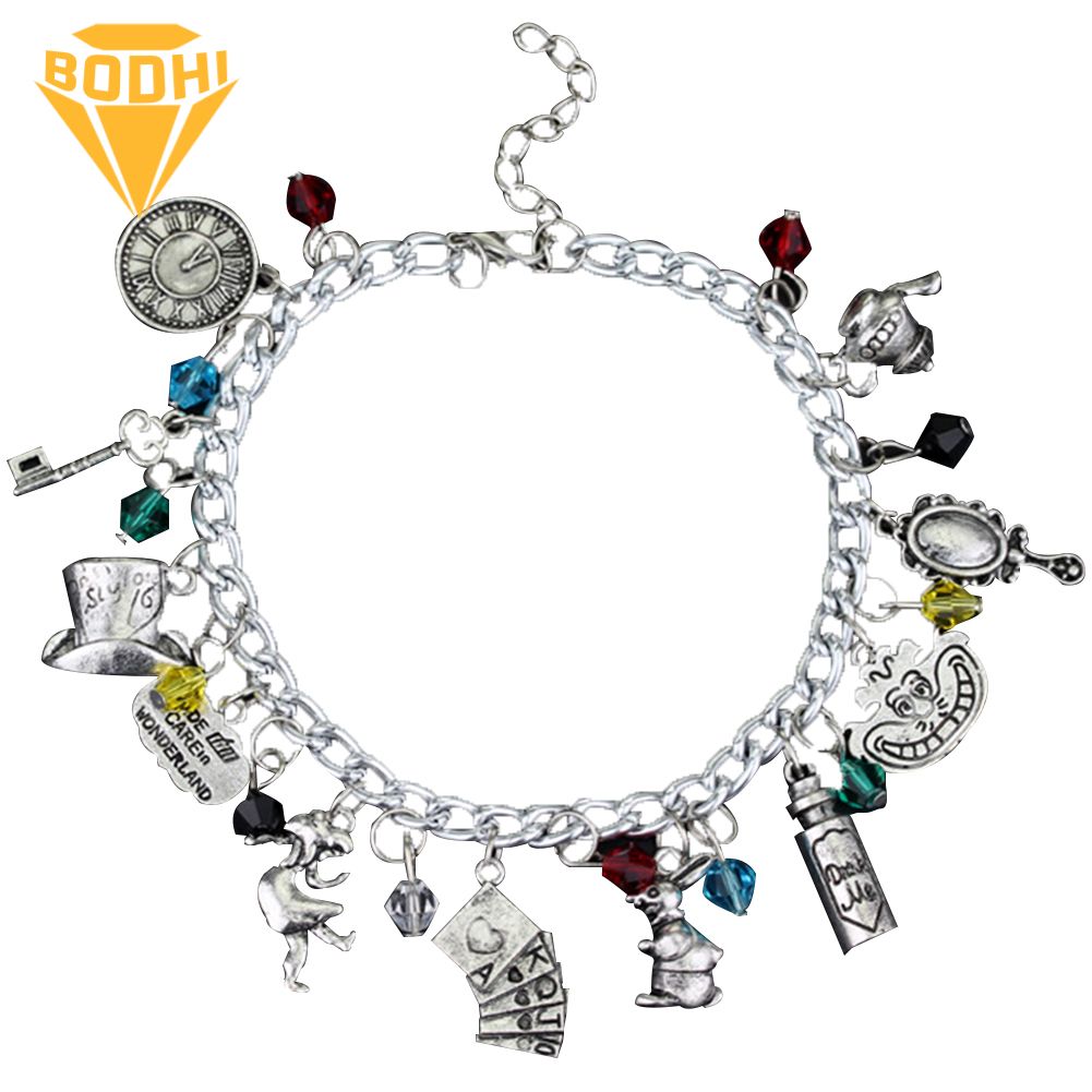 Fashion Alice In Wonderland Ca-t Hatter Rabbit Magic Bracelet Bangle Jewelry Gift