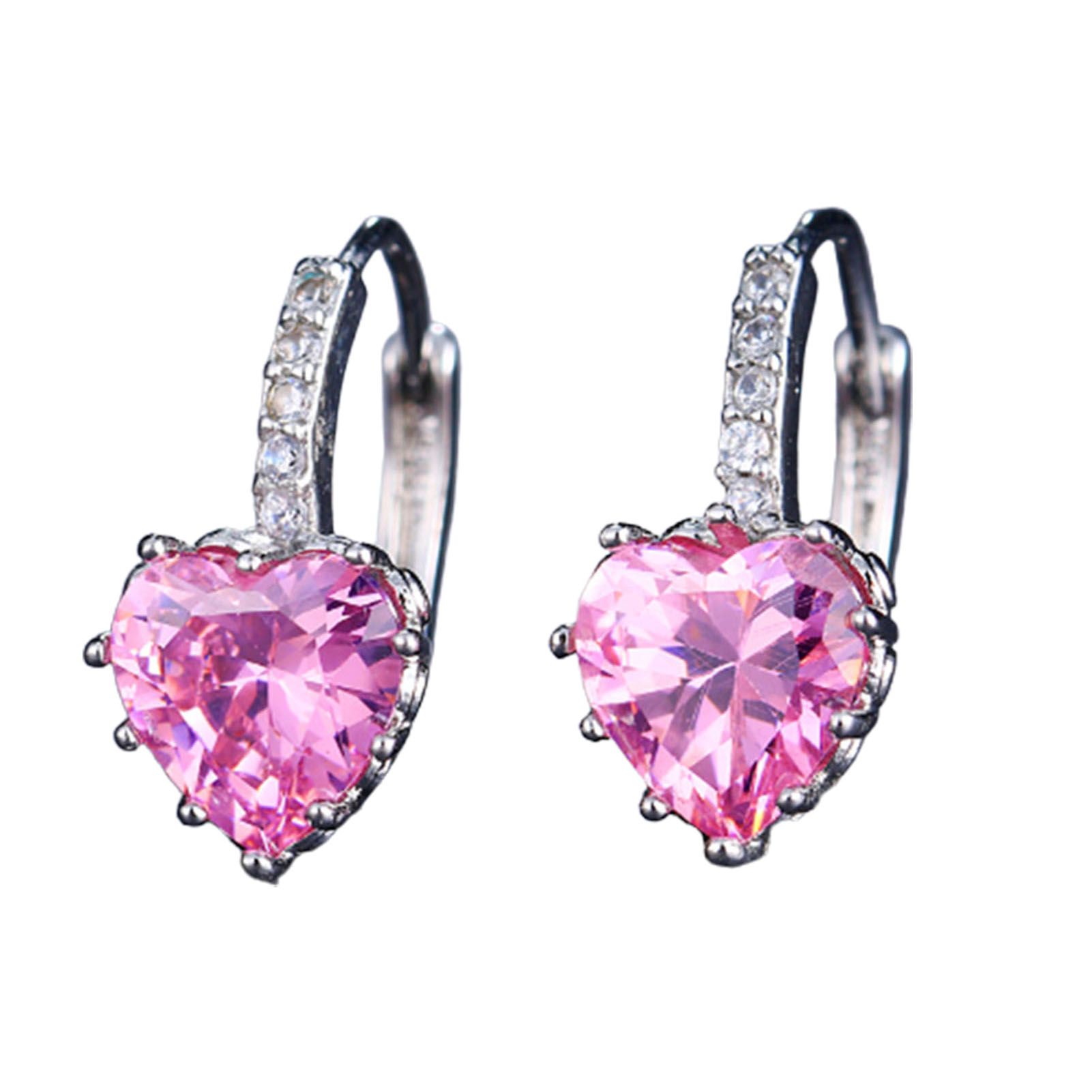 Ear Clips Beautiful Heart Shaped Cubic Zirconia Hoop Earrings