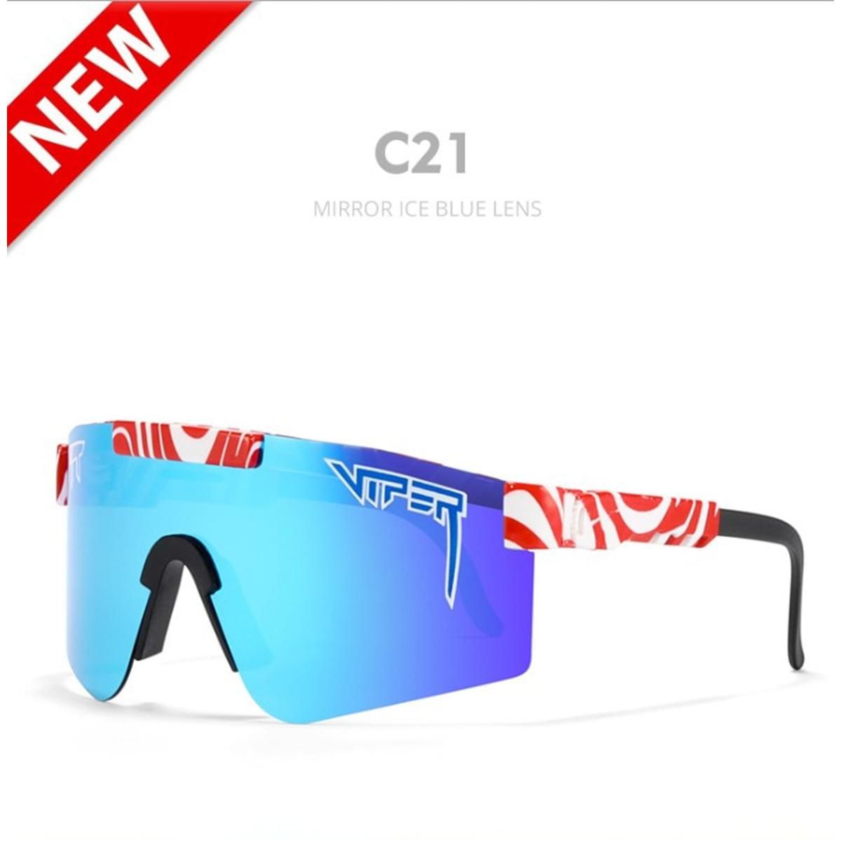 PIT VIPER Polarized Sunglasses double wide men mirrored lens Sun Glasses tr90 frame uv400 protection Eyewear with  Case-PV01 C21-With Box