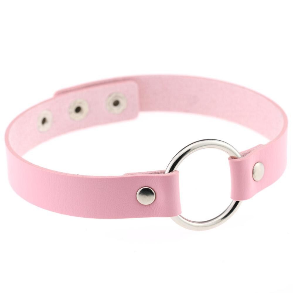 hip-hop punk leather simple binding neck set metal loop collar necklace Europe and America exaggerated trend street beat(null)