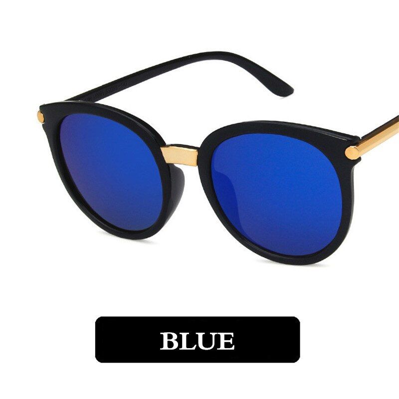 Blue2021 Metal Gradient Fashion Round Sunglasses Women UV400 Personality Retro Mirror Frame Sun Glasses