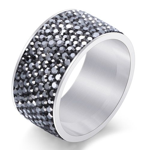 Wholesale 316L Stainless Steel Crystal Pave Rings for birthday gift Fashion Jewelry Women Accessories Ring Drop Shipping