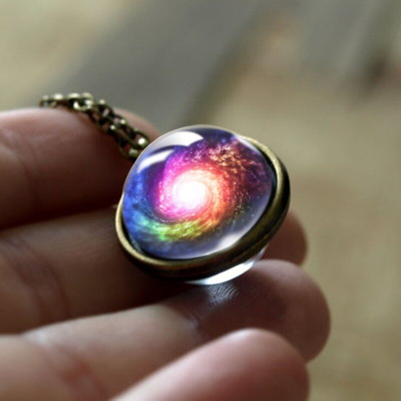 2019 New Galaxy Double Sided Pendant Outer Space Necklace Universe Jewelry Glass Pendant Art Picture Handmade Necklaces