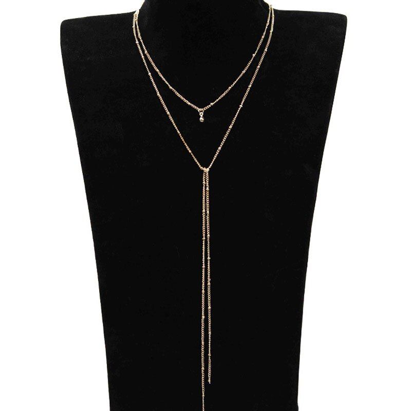 Simple Chain Necklace Long Beads Chocker Necklaces For Women collar collier ras du cou