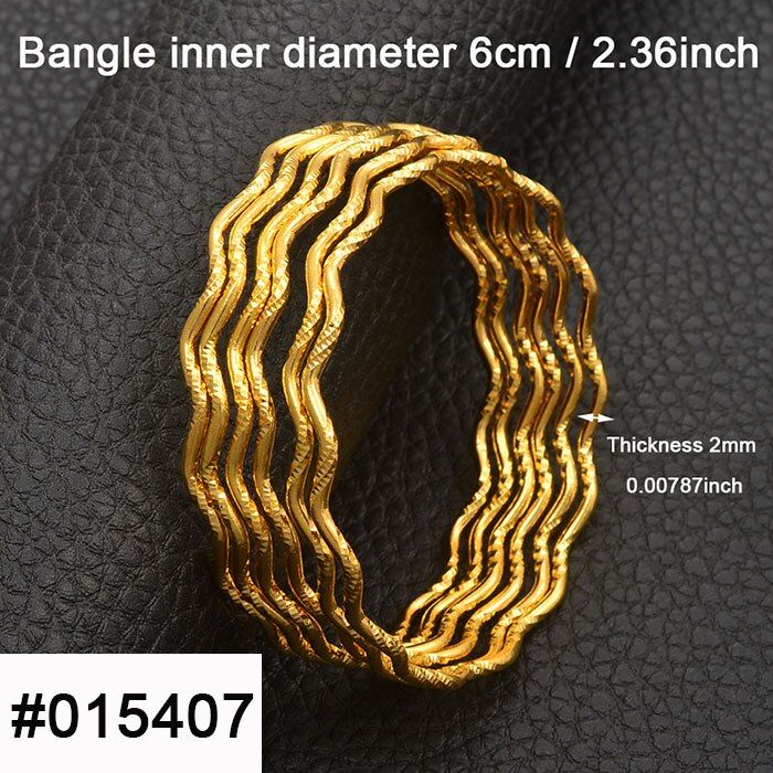 Anniyo 6pcs/Lot Wave Bracelets Women Girls Dubai Bracelet Jewelry Arab Middle Eastern African Metal Bangles Wedding Gift #015307