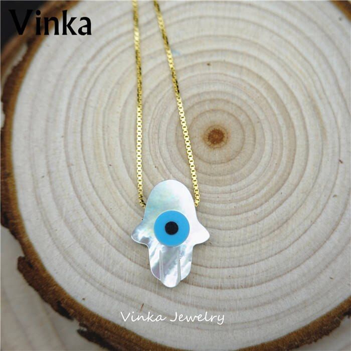 Top quality Marquise/Blue Round/ /Hamsa/Cross/Butterfly Blue Eye MOP Shell With 925 Sterling Silver Jewelry Pendant Necklace