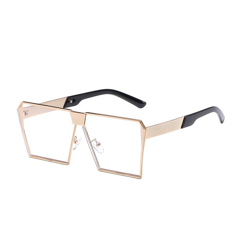 C10Fashion Brand Design Ladies Oversized Square Sunglasses Women Vintage Flat Top Rimless Mirror Shades Sun Glasses For Female
