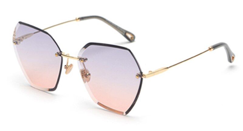 gray orange as in photoKachawoo Big Women Sunglasses Hexagonal Polygon Black Brown Rimless Sun Glasses For Women High Quality 2019 Summer