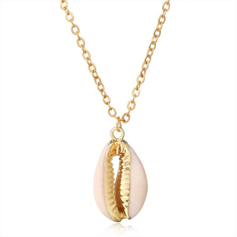 ZA 2020 Conch Shell Beads Chain Pendant Necklace Women Summer Beach Statement Necklace Bohemian Chokers Necklace Jewelry Bijoux