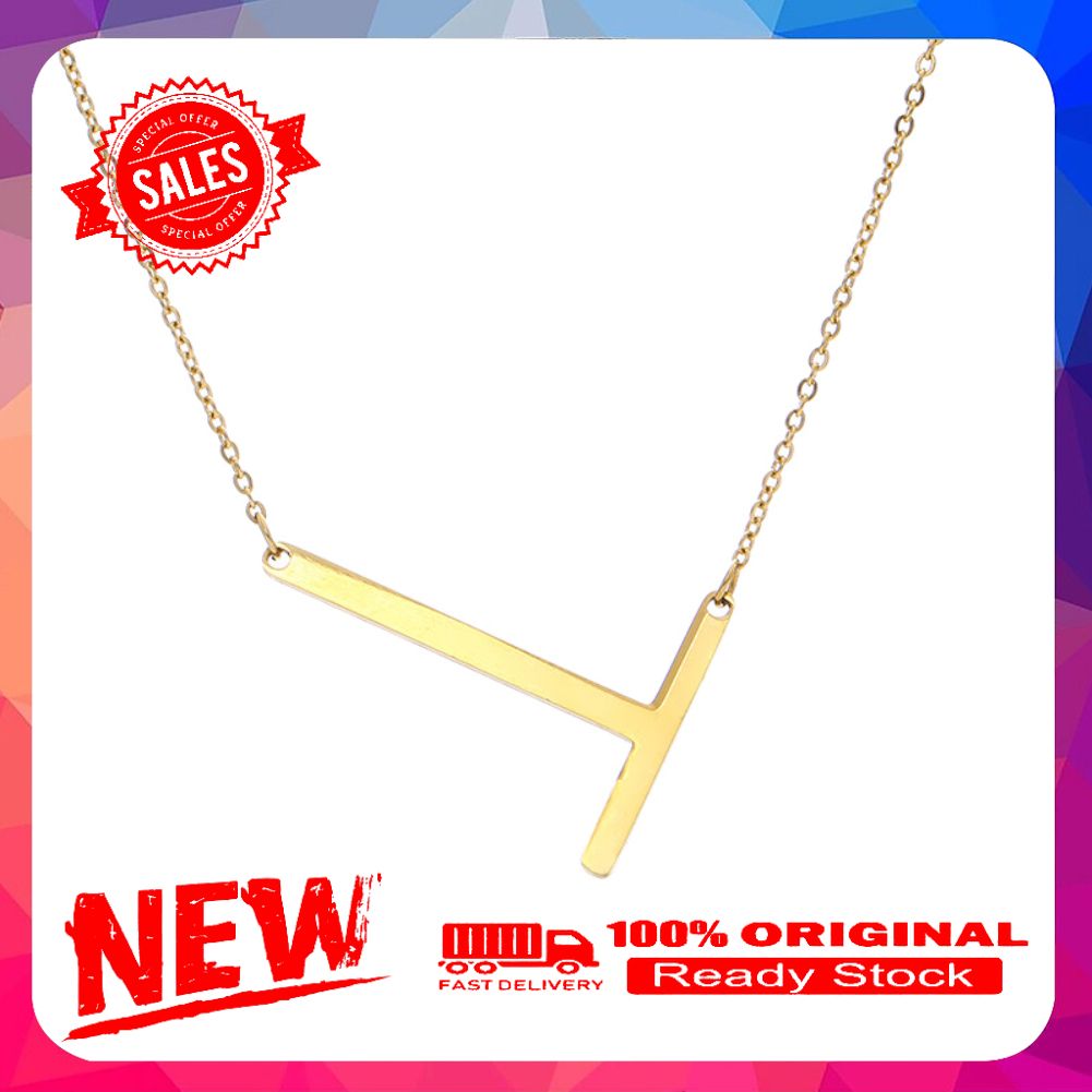 A-Z Gold Plated Stainless Steel Large Initial Letter Pendant Necklace Jewelry