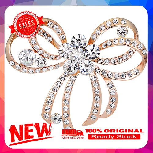Women's Fashion Bowknot Rhinestone Inlaid Brooch Pins Jewelry Party Xmas Gift