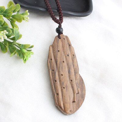 Irregular Geometric Sandal Wood Pendant Necklace Long Chain Handmade Jewelry Vintage Stone Beads Necklace For Women Gift