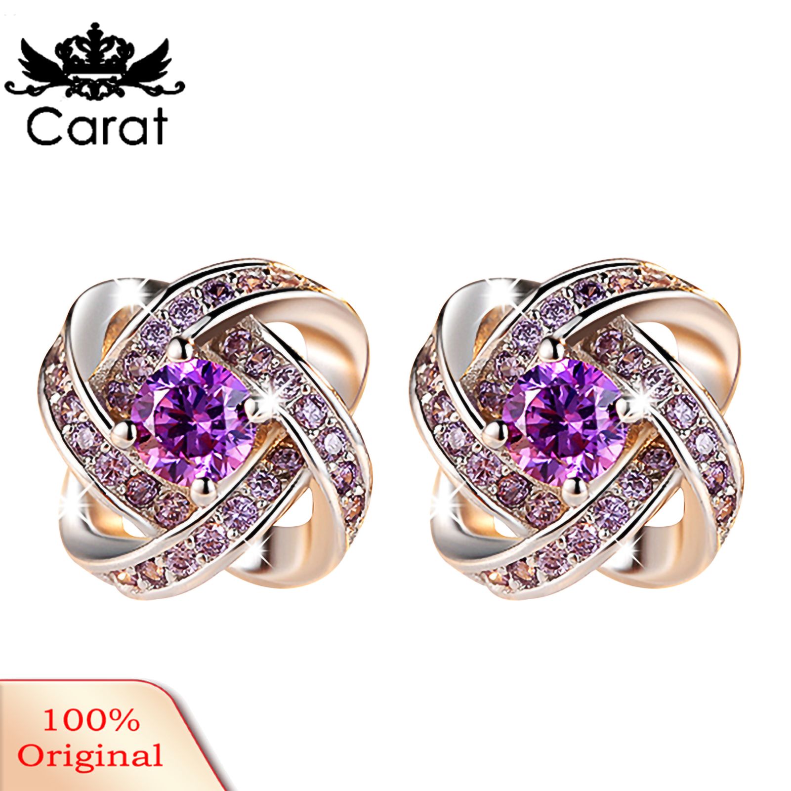 Carat Earrings Rhinestone Inlaid Women Decoration Flower Earrings