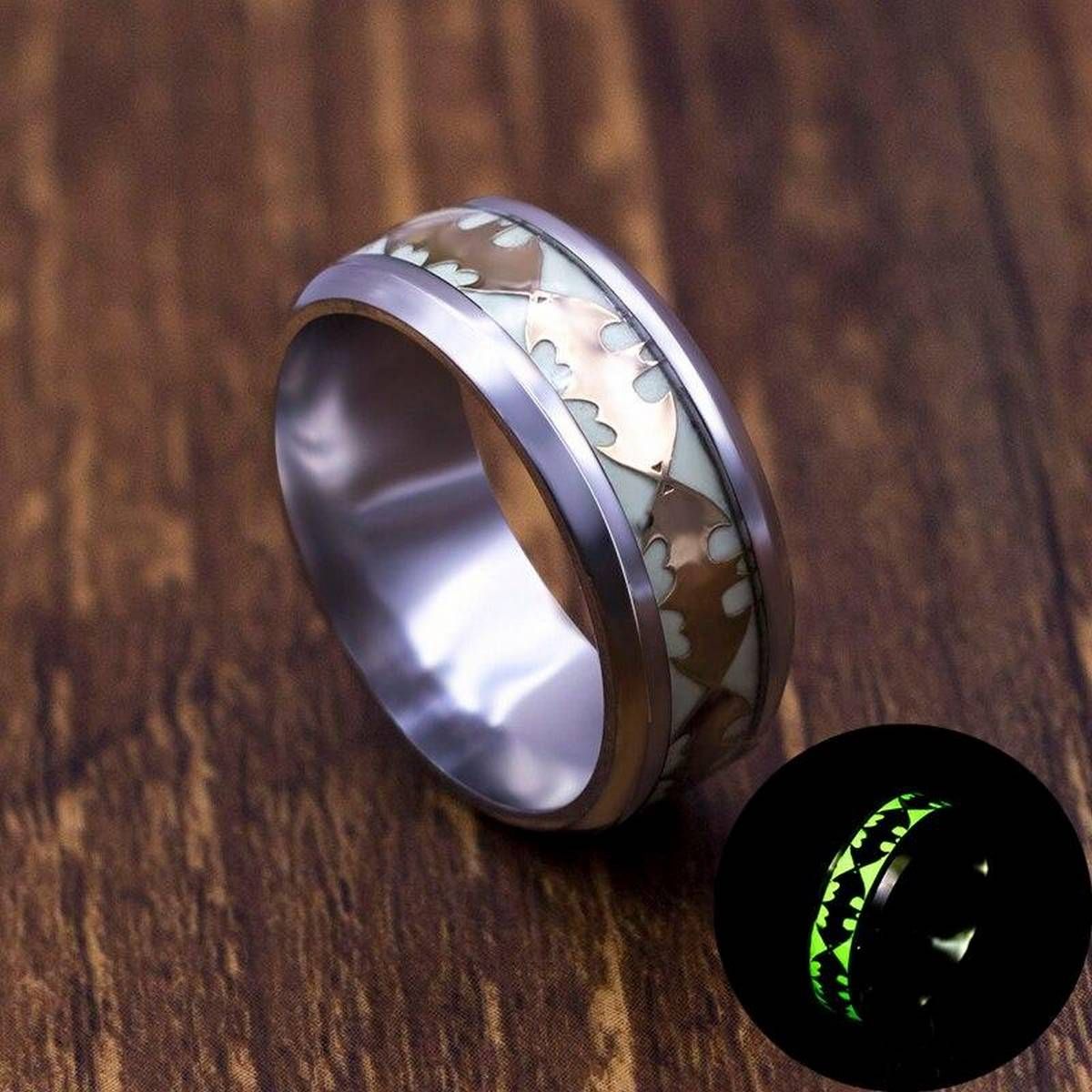 Glow In The Dark Batman Ring for Woman Style Luminous Band Batman Stainless Steel Ring