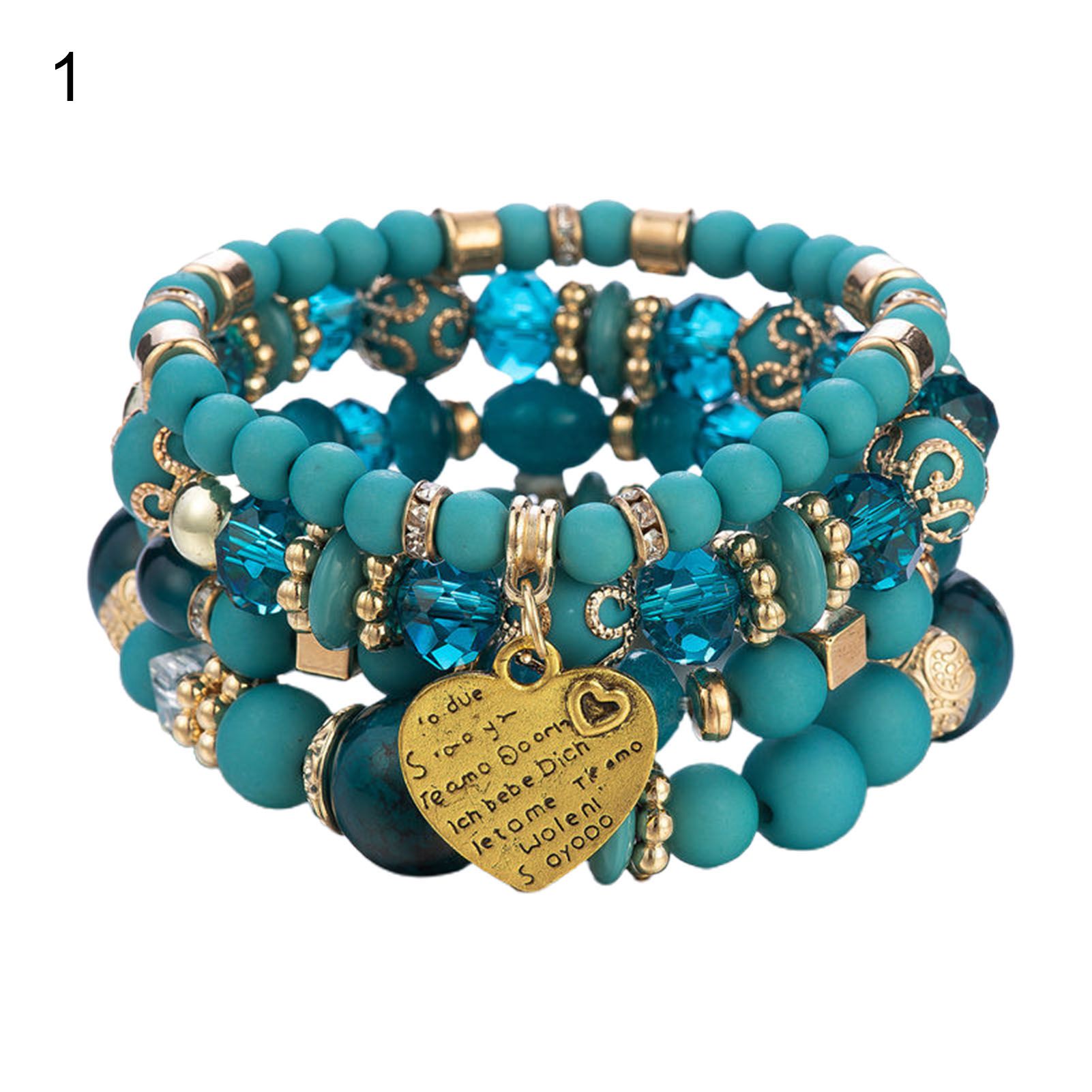 Women Bracelet Heart Pendant Beaded Jewelry Lightweight Elegant Bracelet for Parties
