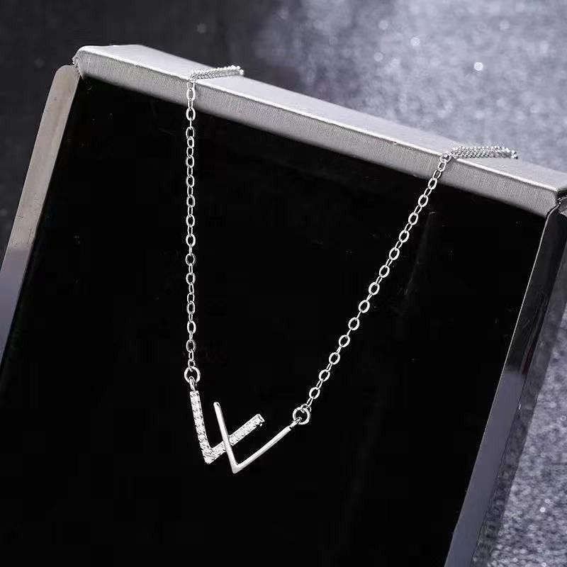 Korean W Letter Pendant Necklace Ins Female Korean Ins Girl