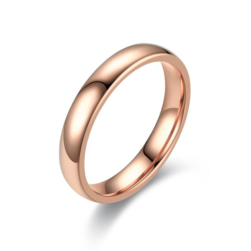 Simple 4MM Stainless Steel Rings For Women Wedding Rings Glossy Ring Accessories Anillos Mujer G-063