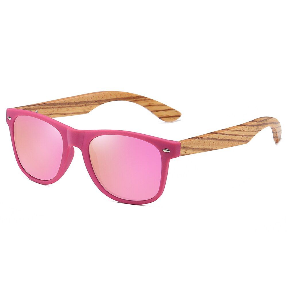 PinkKithdia Wooden Sunglasses Handmade PC Frame With Wooden Temples Polarized Mirror Fashion Eyewear sport glasses in Wood Box