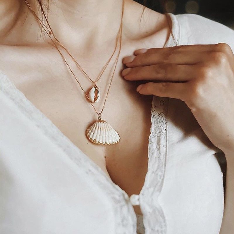 5Pcs/Set Women Fashion Peach Heart Hand Cross Rose Pendant Multilayer Clavicle Chain Bohemian Personality Party Necklace Jewelry