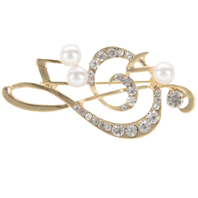 Elegant Music Note Brooch For Women Girl Dress Crystal Brooch Rhinestone Pins 5.6Cmx3Cm