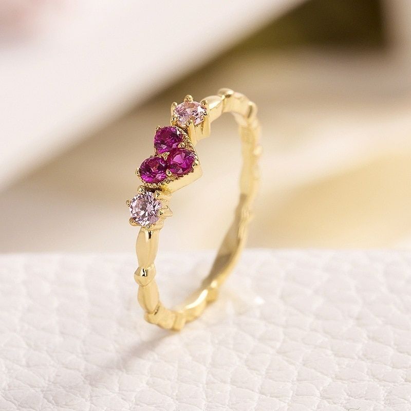 2021 New Simple Heart Ring for women Female Cute Romantic Finger Rings Rhinestone Girl Wedding Engagement Birthday Jewelry Gift(null)