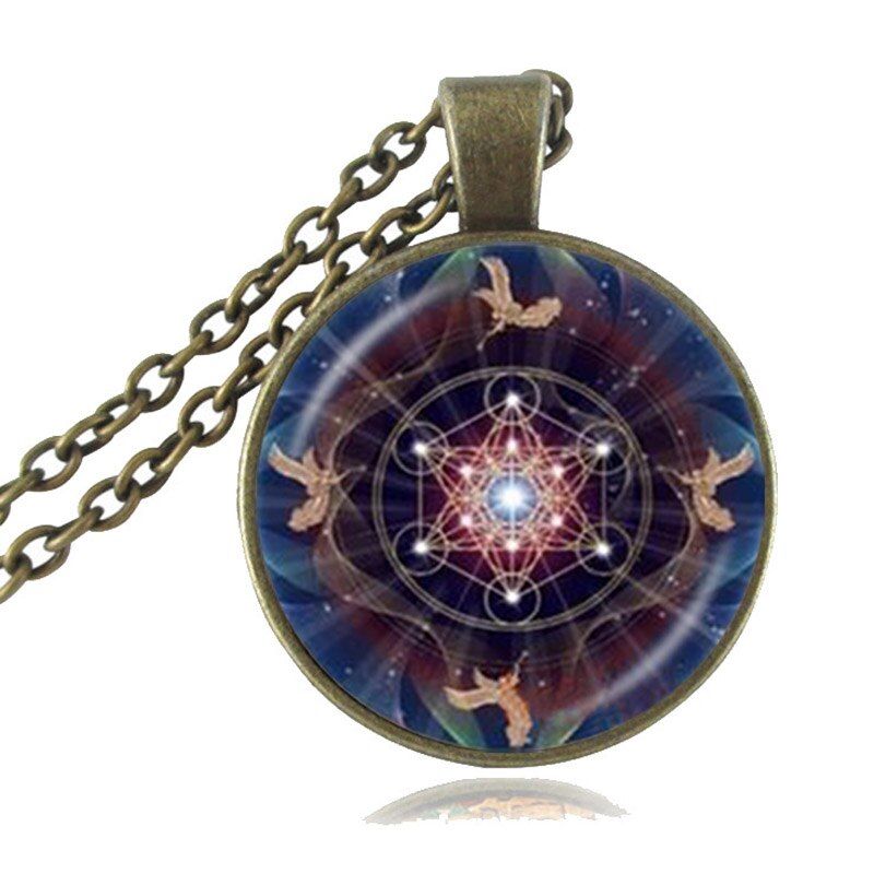 Metatron Cube Pendant Necklace Sacred Geometry Flower of Life Jewelry Chakra Spiritual Necklace Women Magic Hexagram Choker HZ1