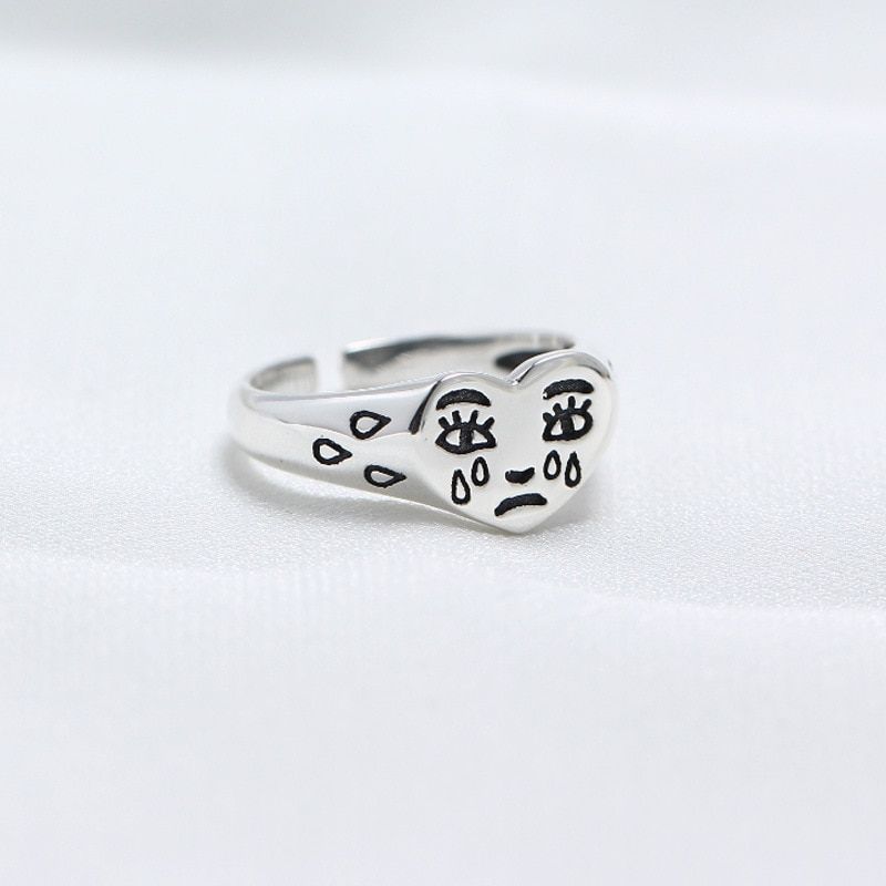 Luxury 15 Types Multi Happy Smiley Face Open Rings for women Creative Circle Cute Ring Party Hollow Adjustable Punk Jewelry A908(null)