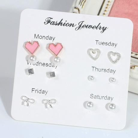 Combination Of 6 Sets Of Heart-shaped Earrings
