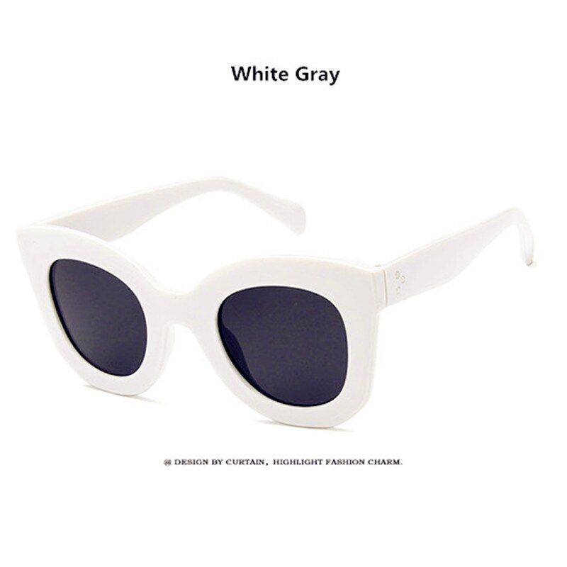 white greyGUANGDU Oculos De Sol Feminino Fashion Retro Designer Round UV400 Gradient Sun Glasses Cat Eye Vintage Sunglasses Women Goggles