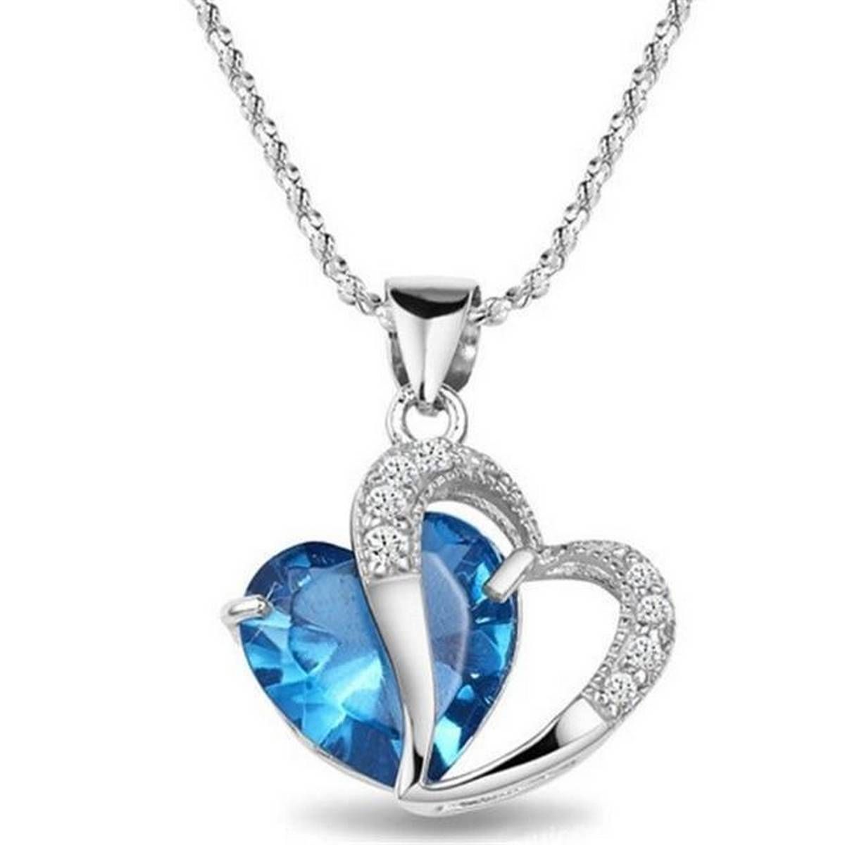 Blue stone Heart Shaped Necklace