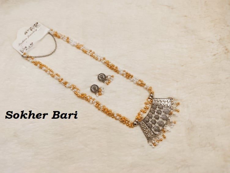 Beautiful Pearl With Antique jewellery Set for Women Or Girls. Earring & Necklaces Set Fashionable Design Gift for Girlfriend.wedding, parties. Model:P20-7A.