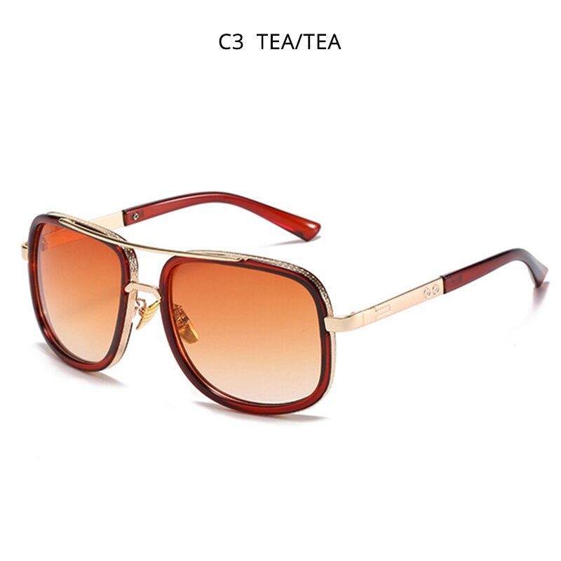 HOOBAN Vintage Oversized Sunglasses Men Square Driving Glasses for Women Retro Luxury Sun Glasses Uni Shade UV400-Tea Tea-As Picture