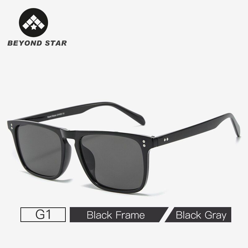 BEYONDSTAR 2020 Classic Square Sunglasses For Men Style Leopard Transparent Lens Sunglass Women Luxury  Rectangle G808-G1 Black-No Package Sets