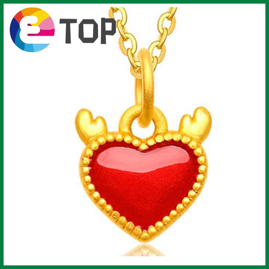 Christmas Deer Antler Paint Love Pendant Enamel Charming Love Pendant Gold-Plated Sand Surface Dripping Red Glue Necklace