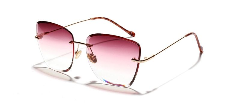 purple pink as show in photoPeekaboo gradient square rimless sunglasses women clear glass 2019 retro frameless sun glasses for women brown blue uv400