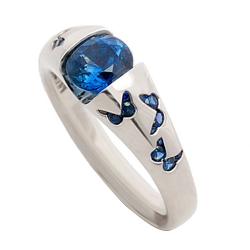 Women Rhinestone Inlaid Butterfly Finger Ring Wedding Party Jewelry