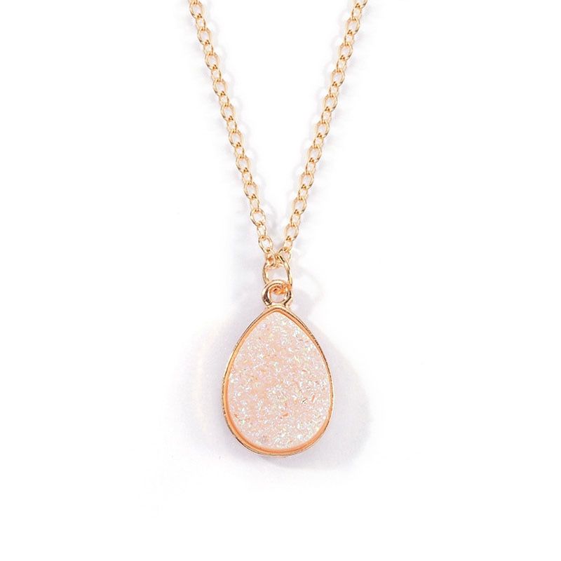 Rainbow Natural Stone Necklace Fashion Crystal Rock Necklace Gold Color Chain Quartz Long Necklace For Women Gift