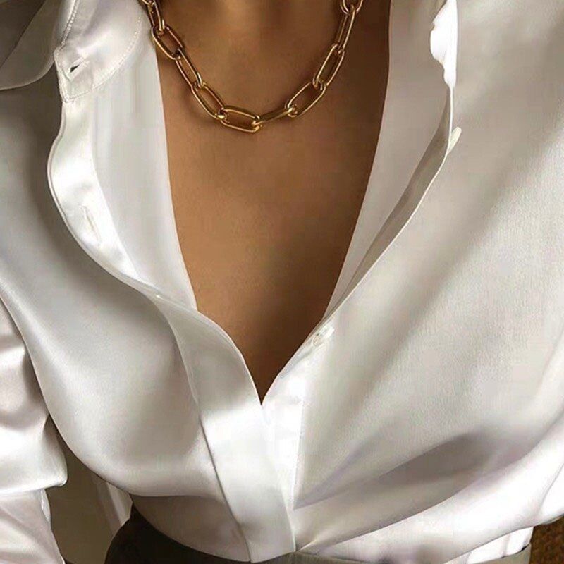 IF ME Punk Cuban Gold Color Snake Chain Choker Necklaces for Women Trendy Aesthetic Thick Clavicle Necklaces Fashion Jewelry