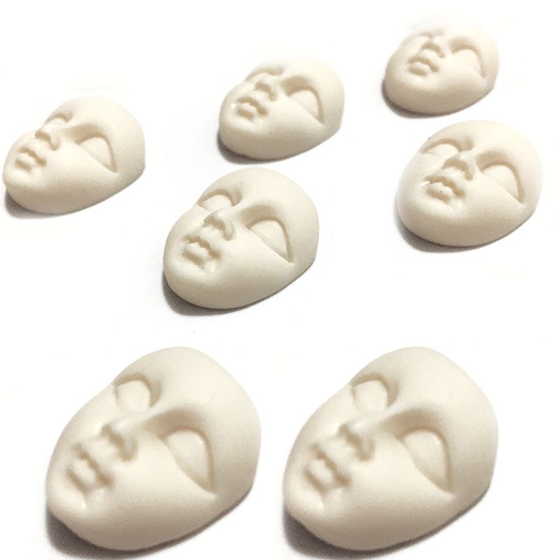 10Pcs Mini Masks Resin Mask Flatback Cabochon Beige Girl Face Flatback Scrapbooking Diy Hair Bow Center Crafts Making