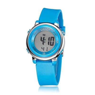 OHSEN Digital Kids Boy Watch Fashion Waterproof Green Silicone Children Wristwatch 7 colors LED Sport Girl Watches Stopwatch