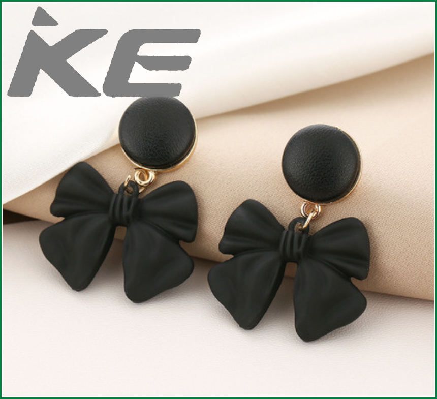needle retro leather bow earrings women's fashion design Hong Kong earrings all-match temperament earrings for women low price
