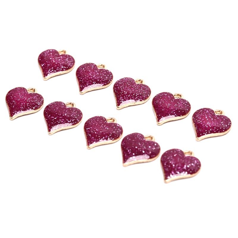 10Pcs Shiny Heart Enamel Alloy Charms Pendant DIY Handmade Jewelry Findings Gift
