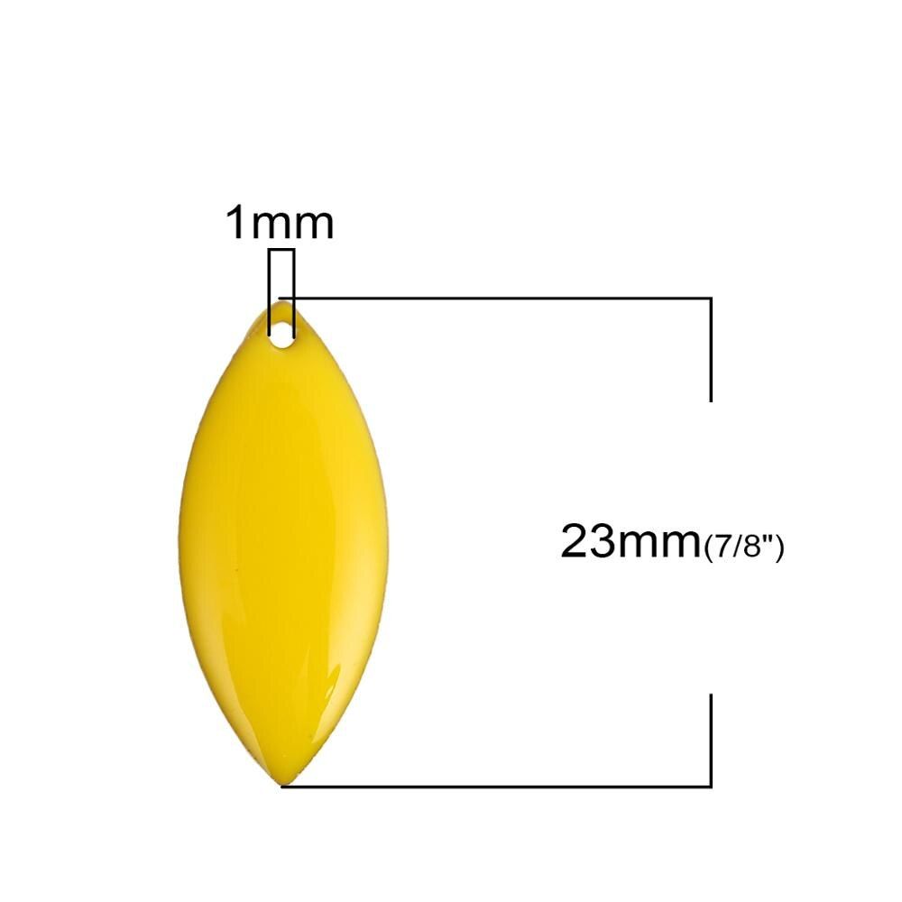 DoreenBeads Copper Enamelled Sequins Charms Pendant Marquise-Shaped Unplated Jewelry Accessories 23mm( 7/8") x 10mm( 3/8") 10PCs
