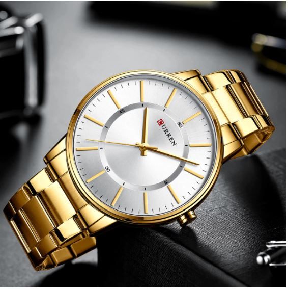 CURREN 8385 Men's Luxury Stainless Steel Gold Watch Top Brand Fashion Casual Watch Man Business Watches Mens-Golden